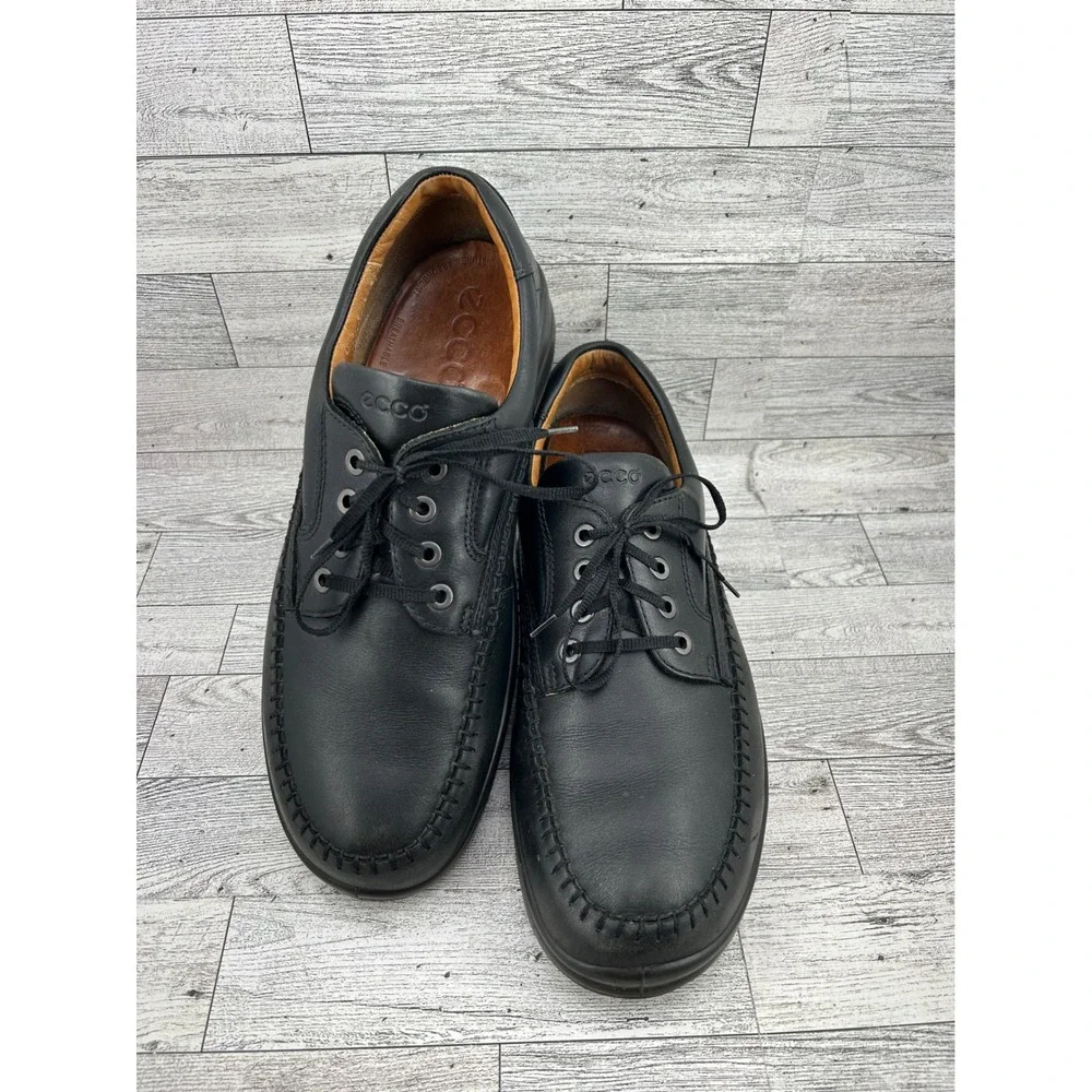 ECCO Black Leather Lace Up Comfort System Dress Shoes Men‎ Size EU 44 US 10.5